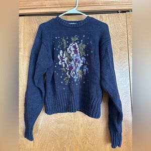 Vintage Cross Stitched Patterned Women's Sweater
